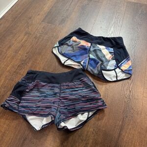 Athleta XXS Running Shorts Bundle Geometric Stripe Mesh Athletic 2 Pack